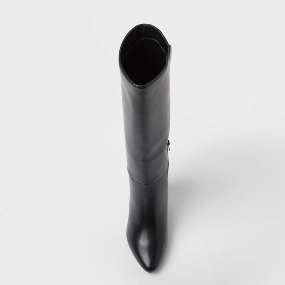 Women’s Evangeline Under Knee Heeled Boots with Memory Foam Insole - Black 9 - Picture 3 of 3